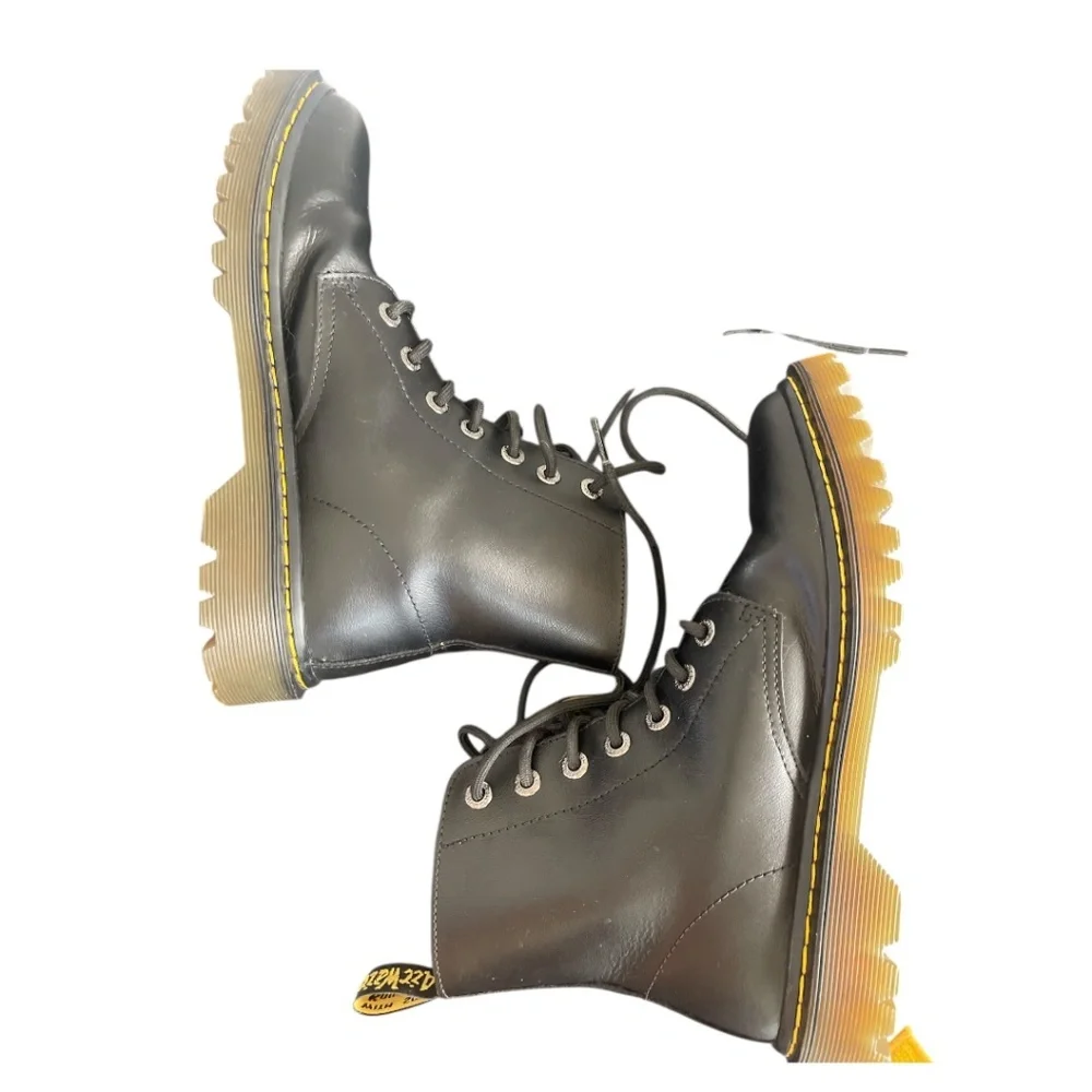 Dr. Martins Luana 7 Eye Combat Boots Black w/Yelllow Stitching Womens Size 9 - Picture 13 of 14